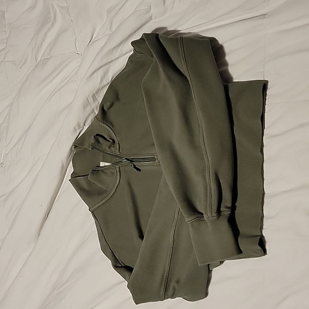 Aerie Cropped Quarter Zip Sweatshirt